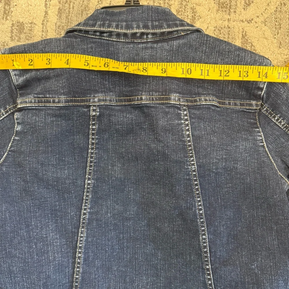 LOGO by Lori Goldstein Dark Blue Jean Jacket - Picture 7 of 11